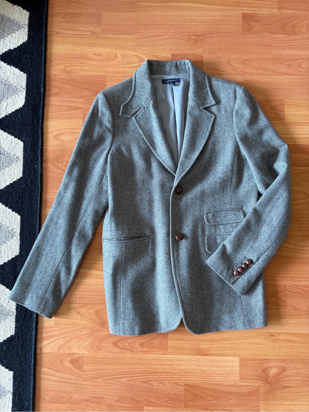 Lands' End Gray Women's Wool-Blend Blazer